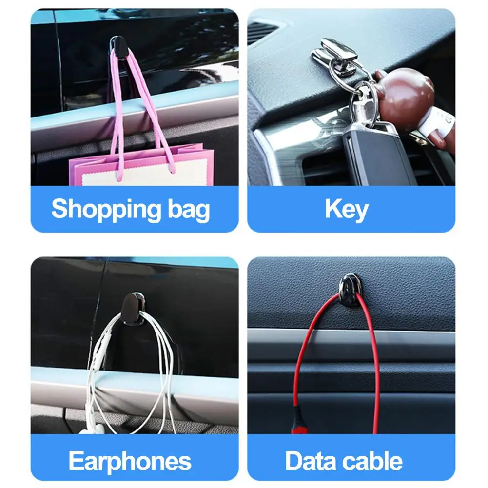 Punch-free Car Hooks Car Hook Hangers Securely Hold Usbs Cables with Punch-free Adhesive Set of 2/3/4 Sturdy for Vehicle