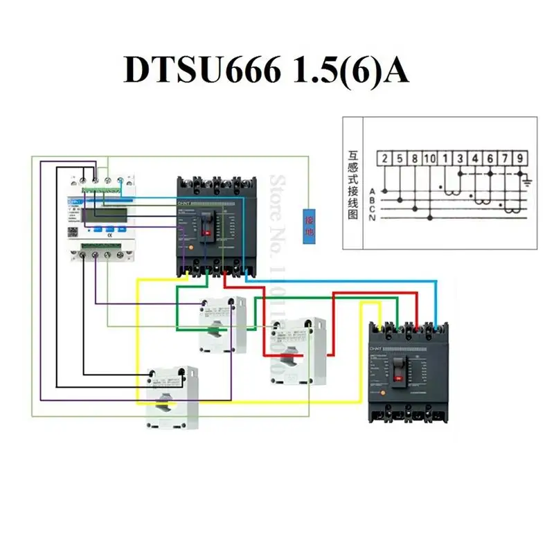 Imagem -05 - Chint Dtsu666 Multifunções Medidor de Potência Programável Vawkwhvar Modbus Rs485 Medidor de Energia Elétrica Inversor Solar pv