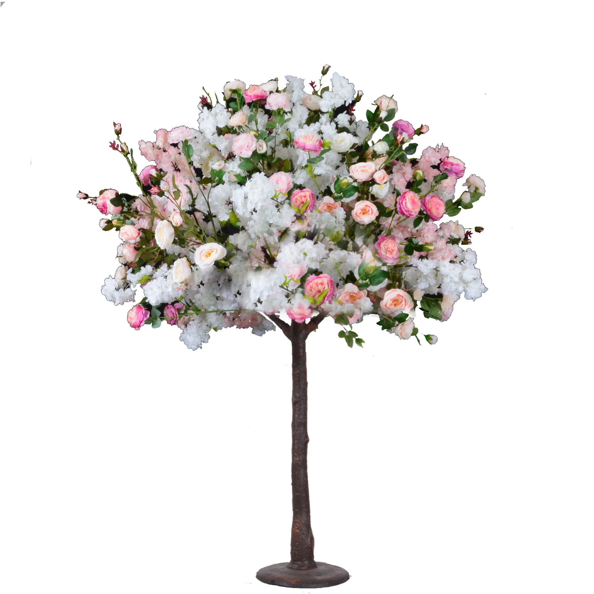 O-X682 Customized Size Wedding Home Decoration Small Artificial Rose Tree White Pink face Tree Roses Artificial Decor Indoor