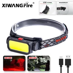 Powerful COB LED Headlamp USB Rechargeable 4 Modes Lighting Head Flashlight With 18650 Built in Battery Camping Fishing Lantern