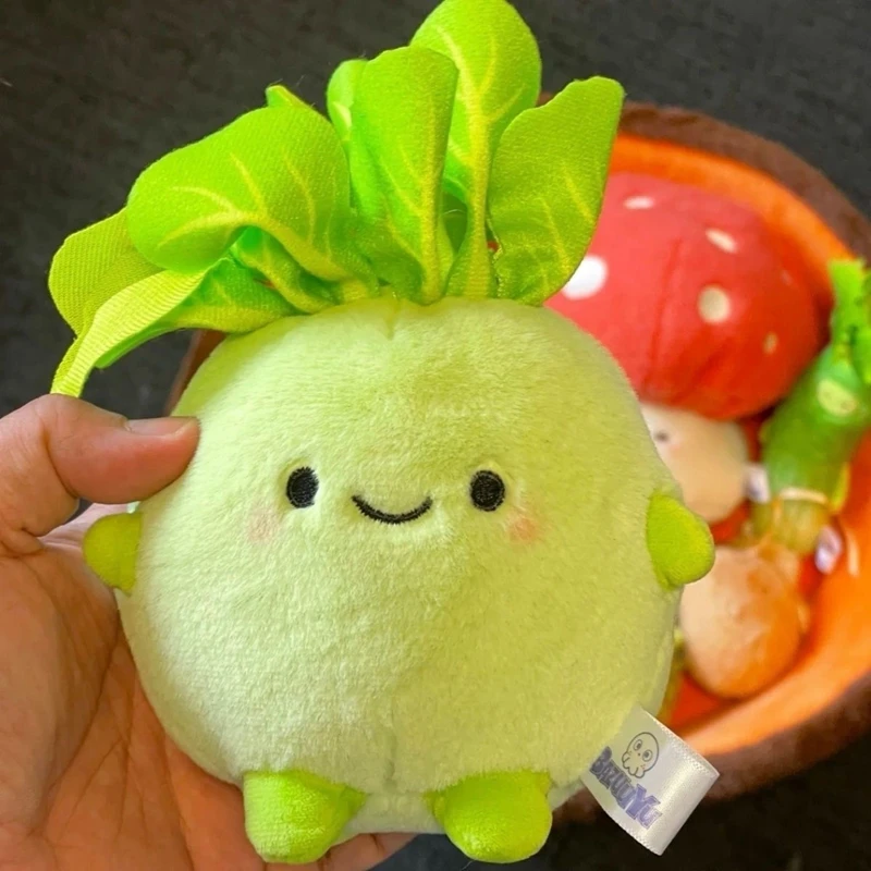 7CM New Style Large Cabbage Head Plant Plush Toy Cute Cabbage and Radish Head Green and Yellow Pendant Doll Perfect for Child