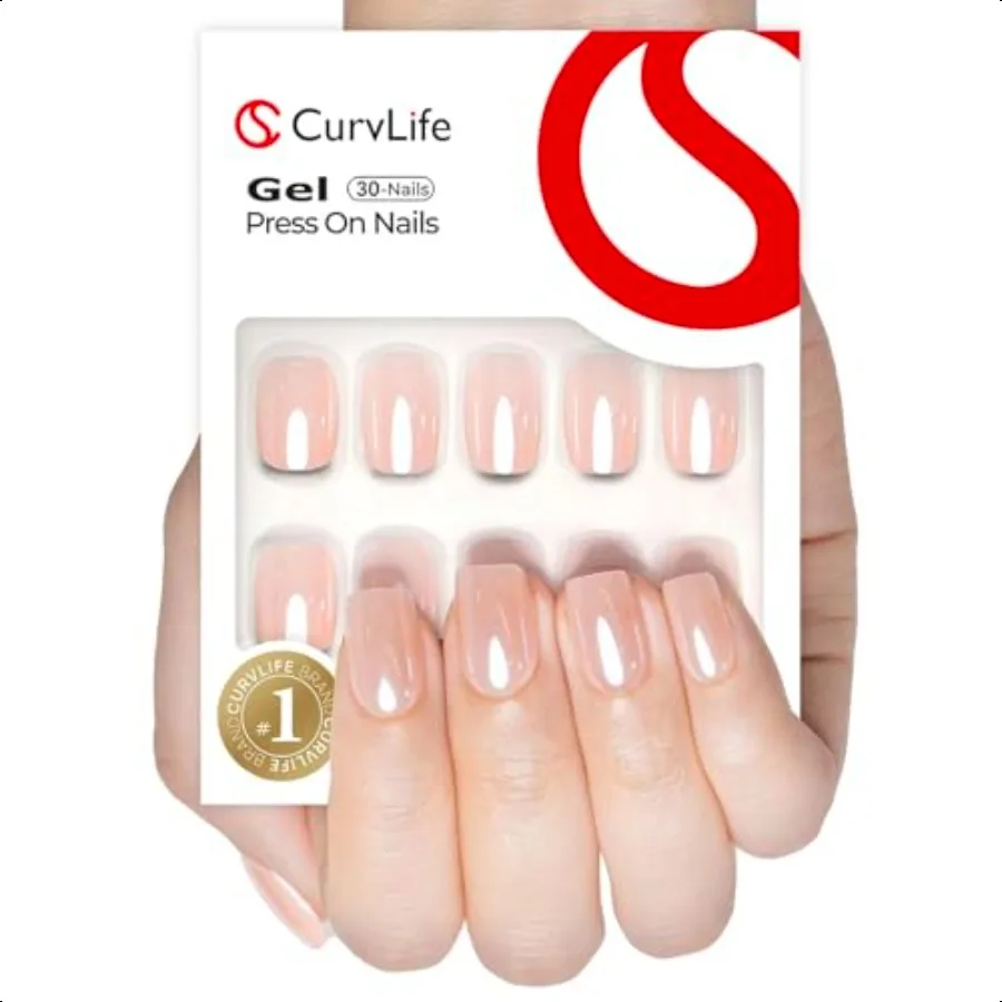

Soft Gel Pr on Nails 30Pcs 15 Sizes Mirror Pink Nail Tips Full Cove Reusable Fake Nails Kit with Glue and Adhesive Tabs