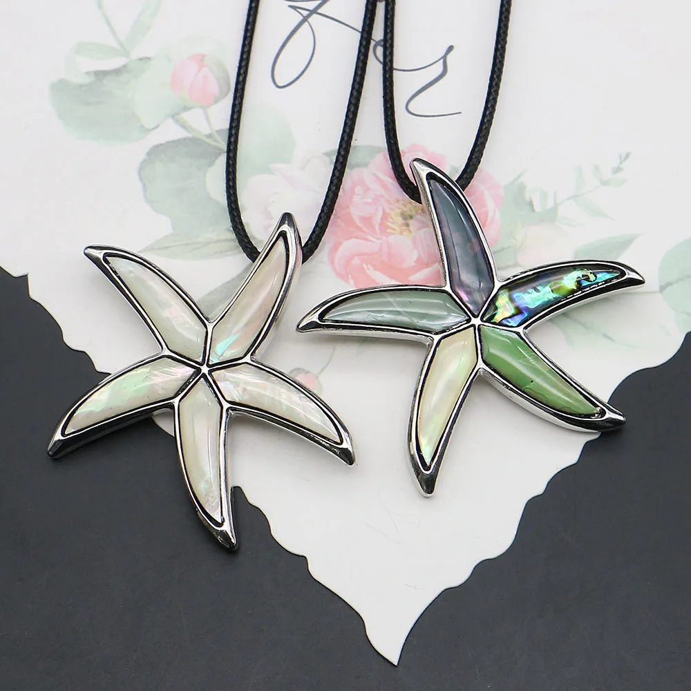 

Multiple Styles Natural Mother of Pearl Starfish Shape Pendants Necklace Abalone Shell Inlaid Brooch Jewelry Accessory 1 Pc/pack