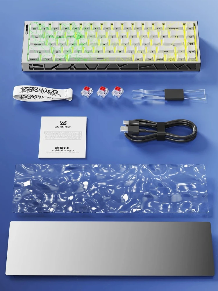 ZORNHER ZH68HE Magnetic Keyboard Wired CNC Aluminum Gaming Keyboard 65% Rapid Trigger  8K HZ Polling Rate Magnetic Switch