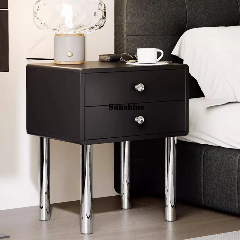 Luxury Trendy Nightstands Metal Legs Design Bedroom Storage Nightstands Rustic Aesthetic Moveis Para Casa Home Furniture