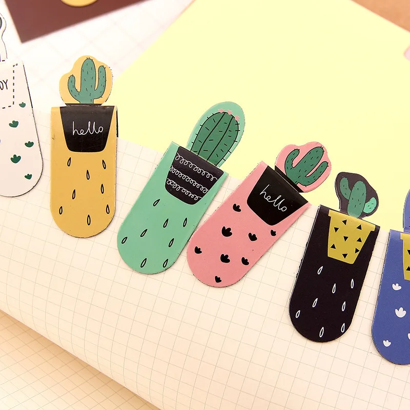 3 Pcs Fresh Cactus Succulent Plants Magnetic Bookmarks Student Stationery Books Marker Of Page School Office Supply