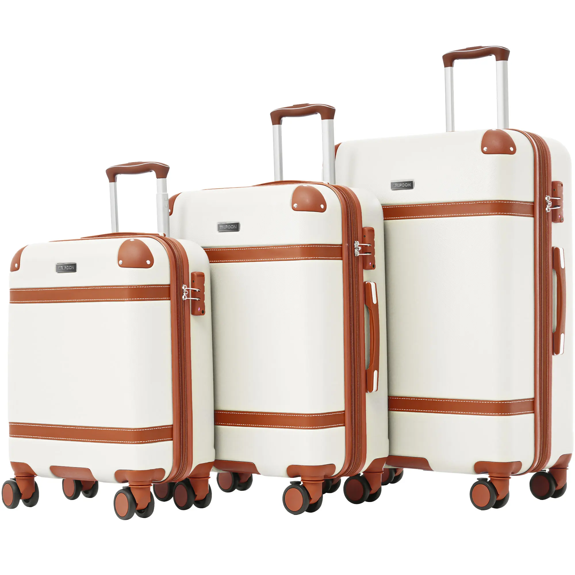 Hardshell Suitcase, suitcase, hand luggage 4 Rolls, ABS Material, TSA Custom Lock, 66*44*26.5, (cream + Brown)