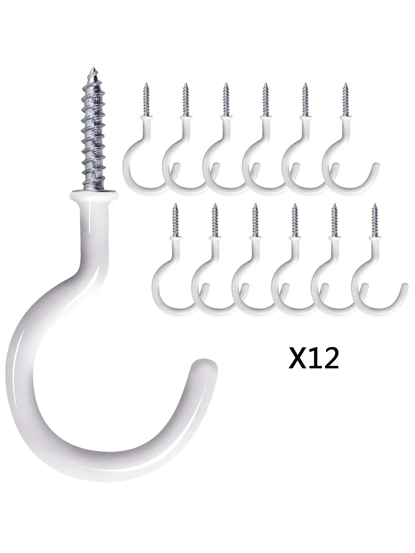 12Pack 2.9Inch Ceiling Hooks,Plant Hooks, Vinyl Coated Screw-in Wall Hooks, Plant Hooks Great for Indoor & Outdoor Use