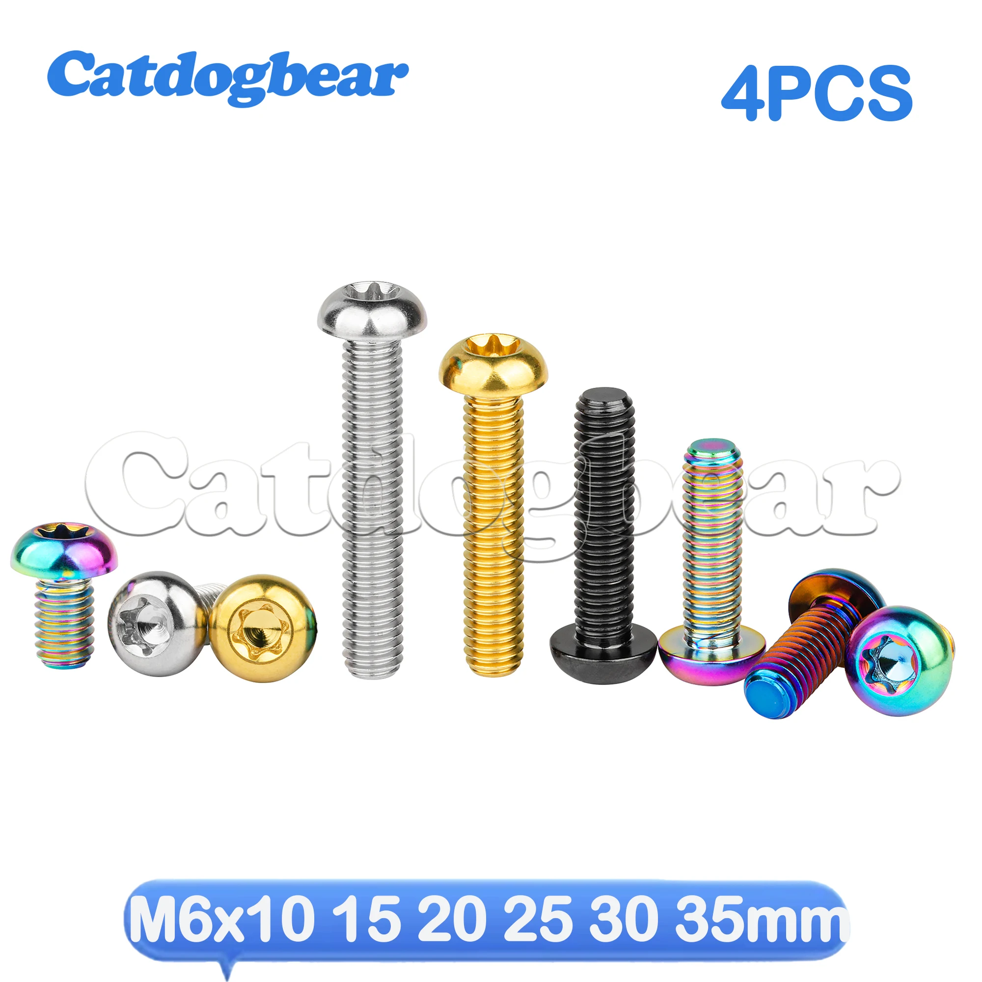 

Catdogbear 4PCS Titanium Bolts M6x10 15 20 25 30 35mm Torx T30 Screws For Motorcycle Bicycle Model Aircraft Modification Parts