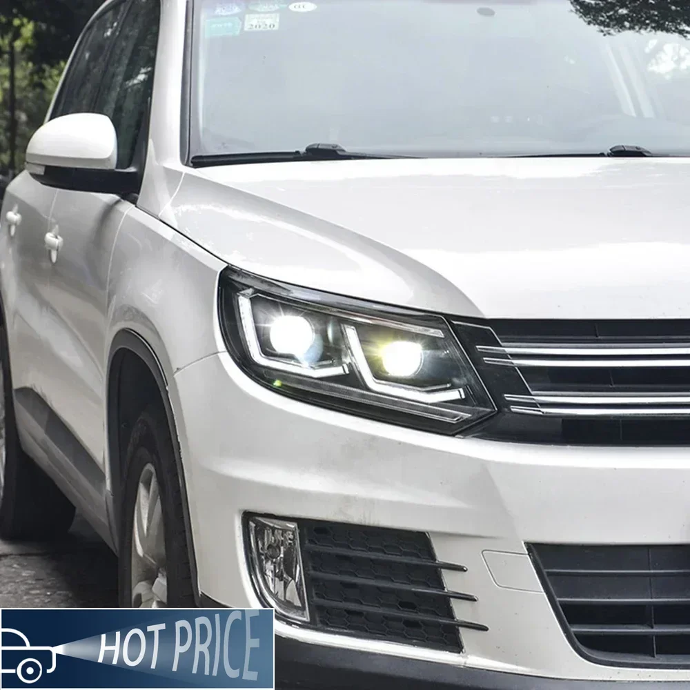 مجموعة مصابيح أمامية للسيارة لشركة فولكس فاجن تيجوان 2013-2017 ترقية جديدة 2023 LED المصابيح الأمامية للسيارات عدسة العارض ملحقات عالية الجودة