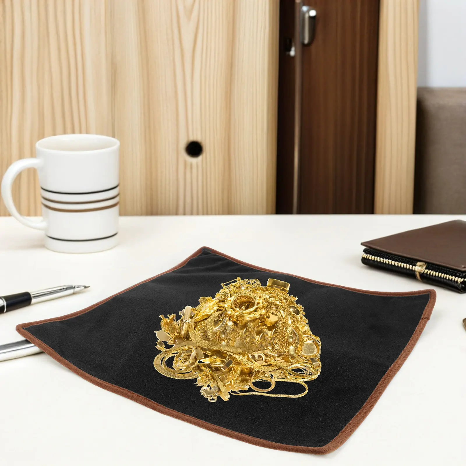 

Black Dual-Sided Jewelry Display Pad Insert 16x16 Inch Showcase Tray Liner Soft Jewelry Organizer Mat for Counter Photography