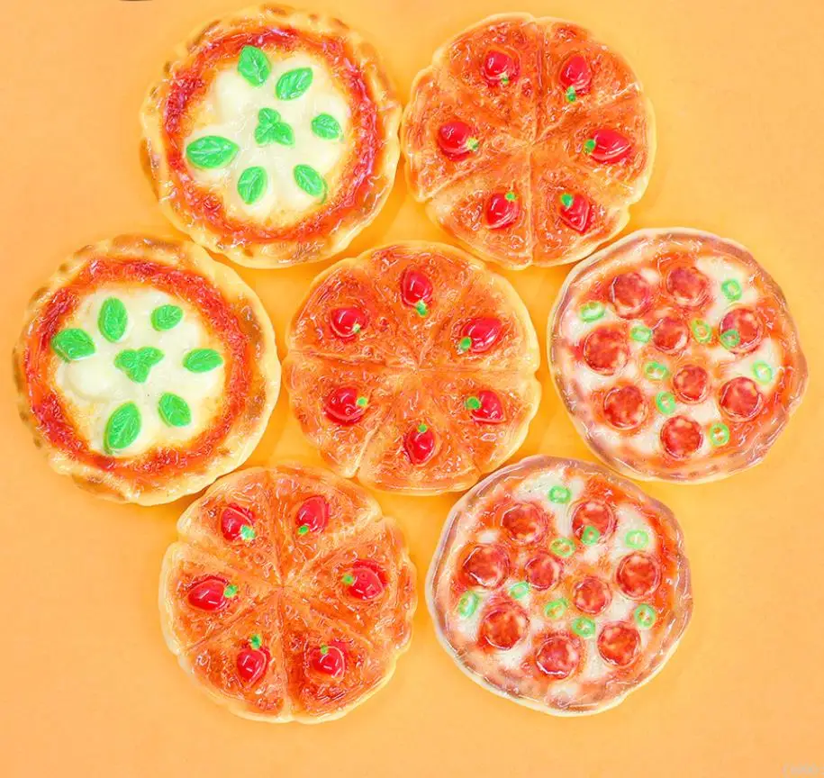 Kawaii Resin Cartoon Simulation Bread Cake Pizza Flatback Cabochons For DIY Scrapbooking Doll House kitchen Decor Accessories