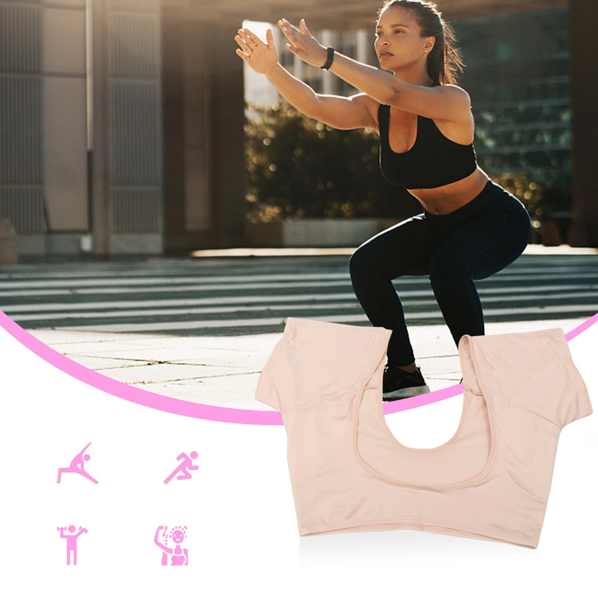 

Sweat-proof Vest Women Underwear Absorbing Patches Underarm Reusable Washable Breathing Elastic Sport Workout
