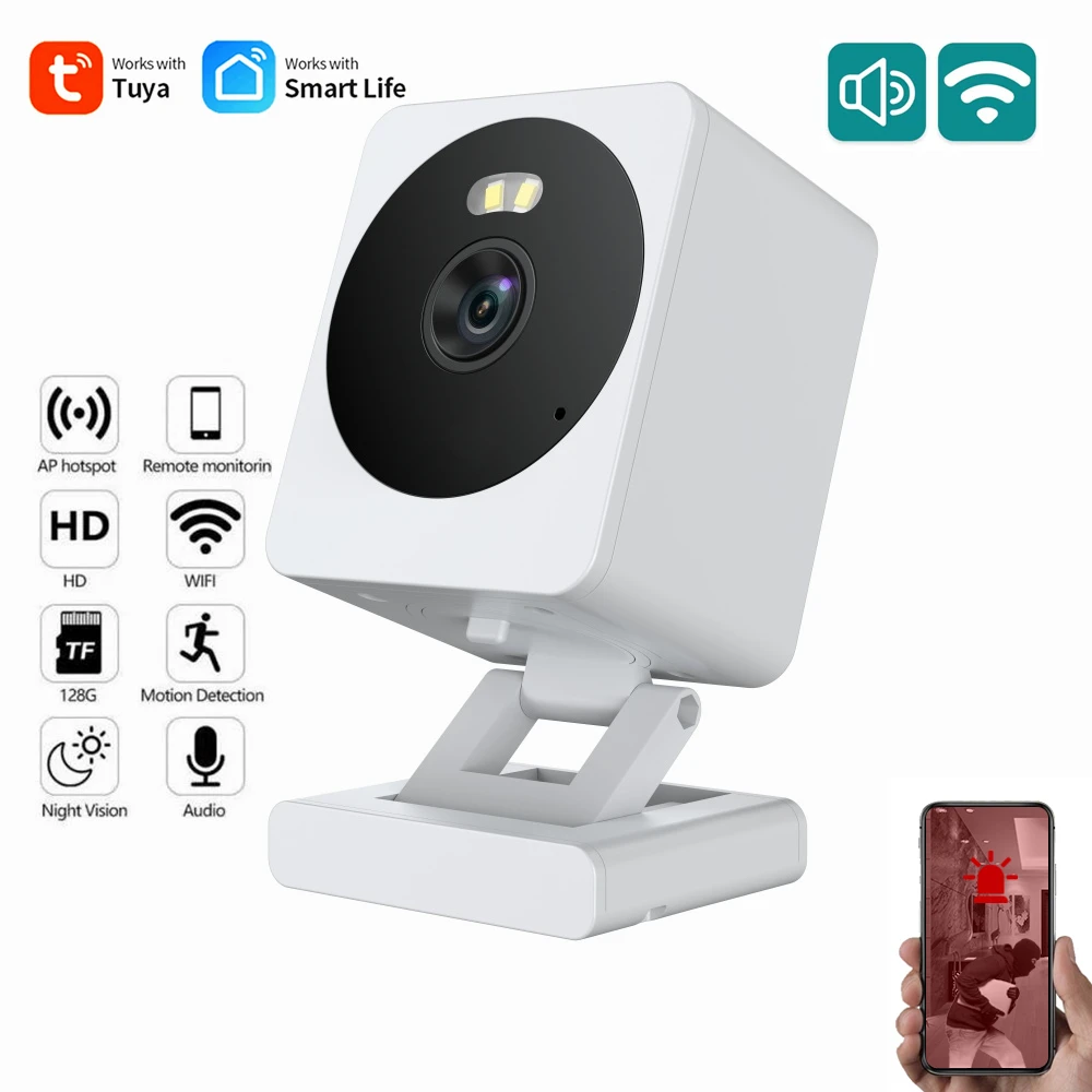 

Fold Tuya 1080P Wifi IP Camera Indoor AI Detection Pet Baby Monitor with IR Night Vision P2P Surveillance 2.8mm Wide Angle Lens