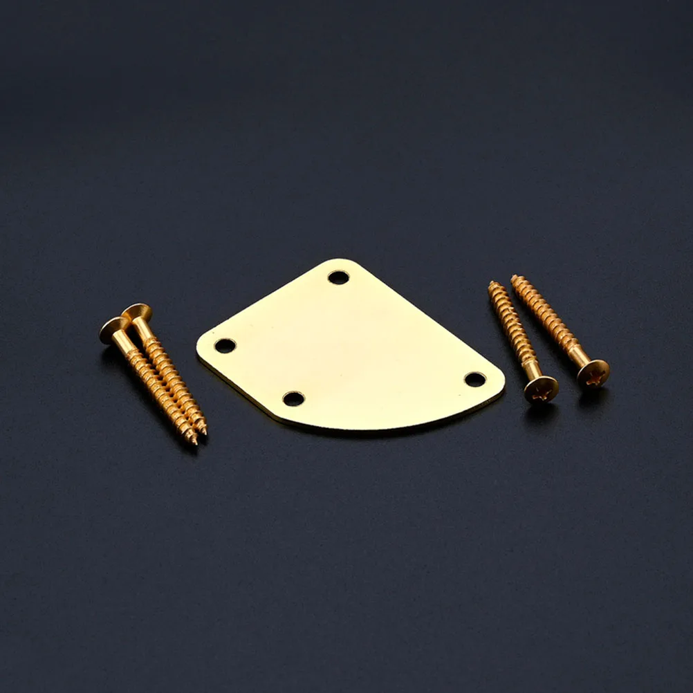 

Golden Reinforcement Plate Electric Guitar Neck Plates Replacement Part Screws Mounting Durable Stainless Steel Self Tapping