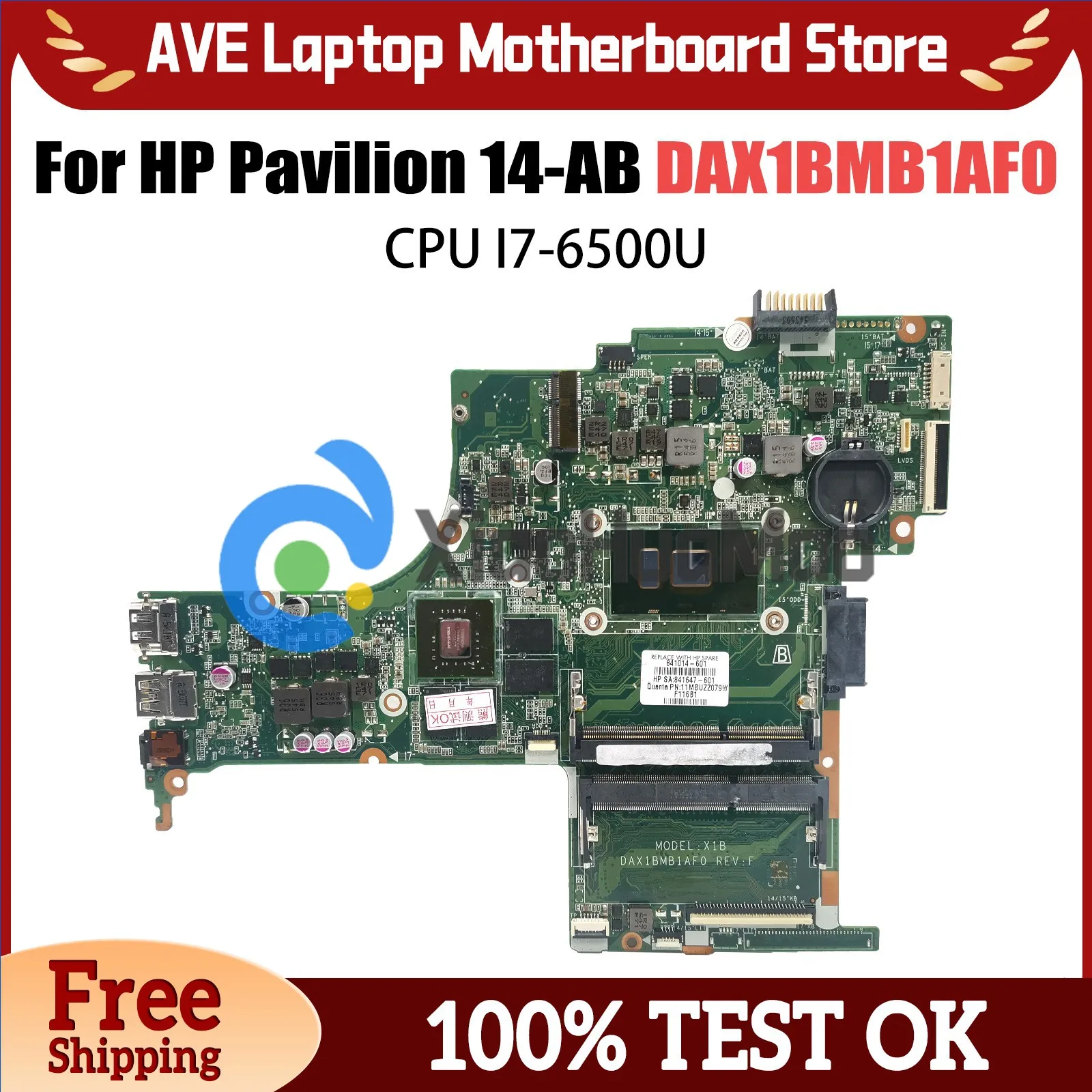 

DAX1BMB1AF0 Mainboard For HP Pavilion 14T-AB 14-AB Laptop Motherboard With I7-6500U CPU 100% Tested OK V2G