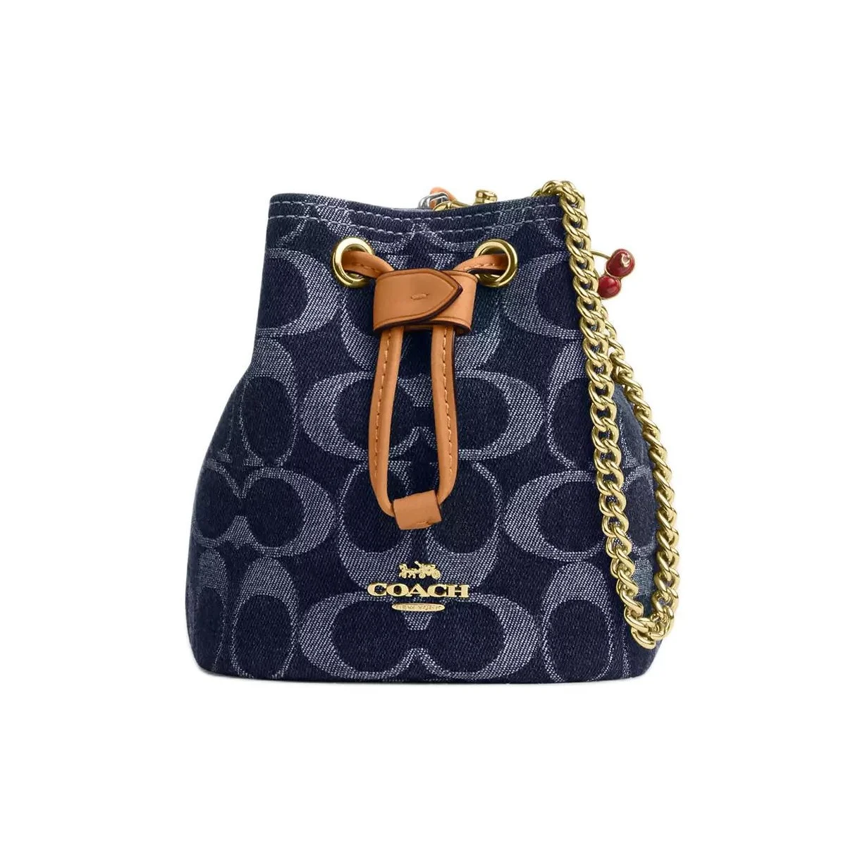 COACH Drawstring Fabric Handbag, Shoulder Bag Mini Women's Blue CZ031-IMXIA