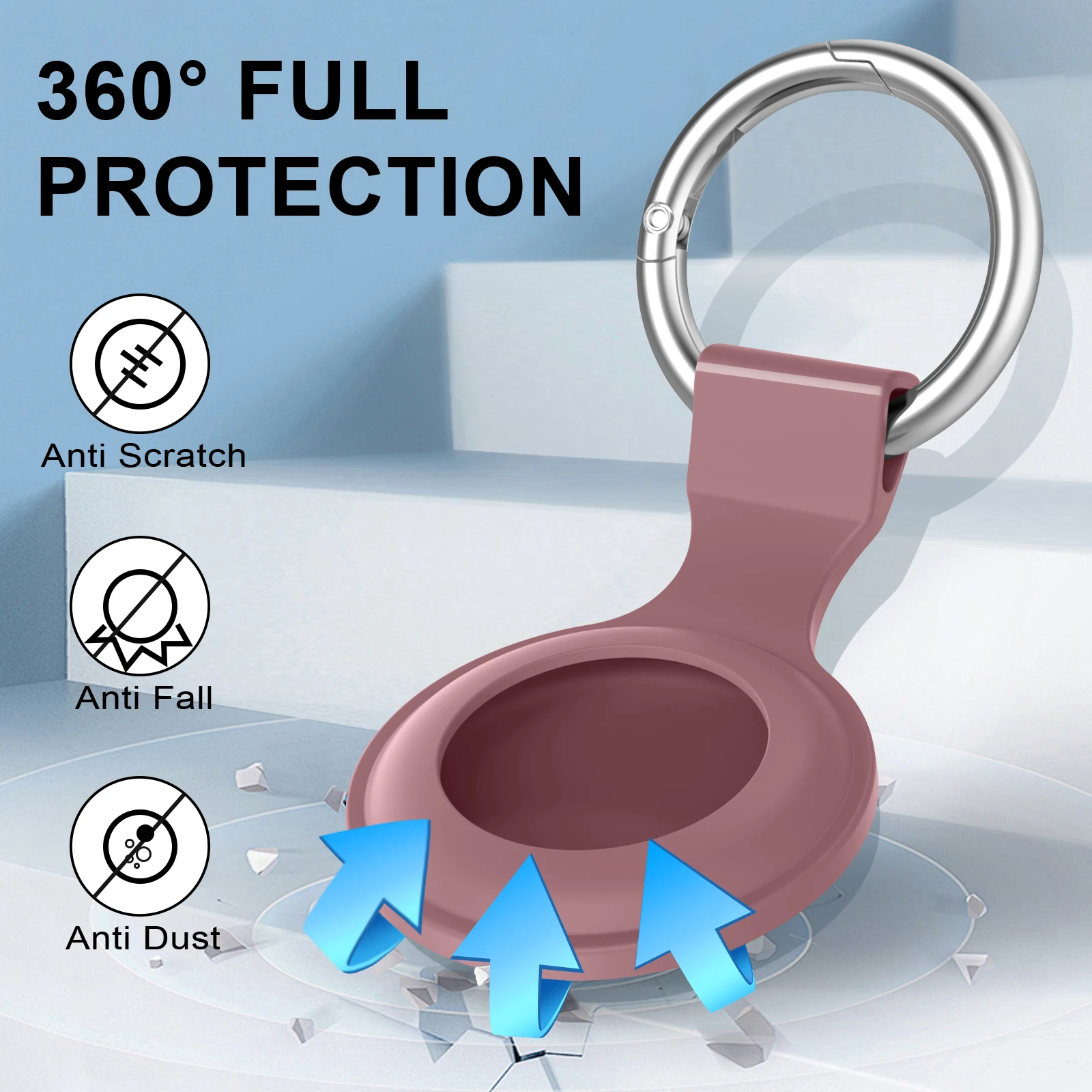 ل أبل Airtag حامل سلسلة المفاتيح غطاء من السيليكون واقية قذيفة ل AirTag المقتفي المضادة للخدش غطاء لحقيبة الأمتعة