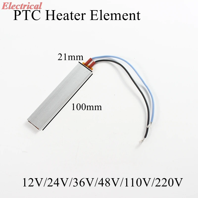 1pc Thermostat PTC Aluminum Heating Ceramic Heater For Crimper 60/80/100/120/150/200/230±10°C 220V 100*21*5mm 30~120W