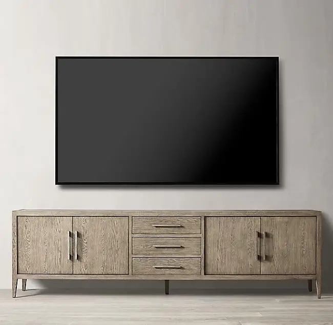 Solid wood simple TV cabinet living room bedroom storage audio-visual villa model room furniture all solid wood