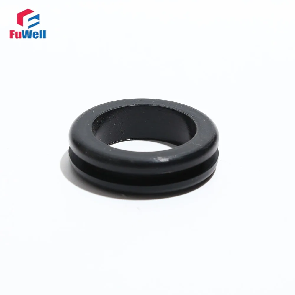 Fuwell Rubber Protective Coil Black/White round Hole through Threading Sleeve Wire Guard for Wire Distribution Box