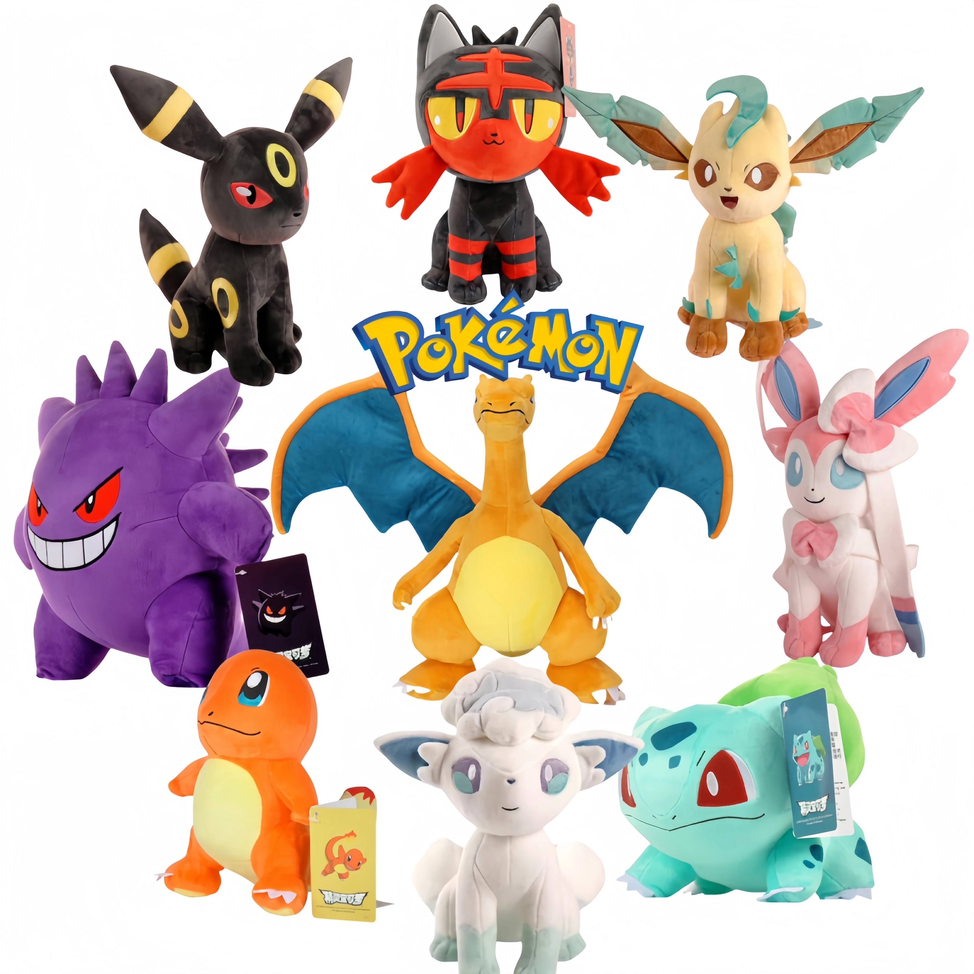 Pokemon Gengar Peluche Charizard Plush Toy Pikachu Ice Vulpix Charmander Bulbasaur Squirtle Litten  Sylveon  Umbreon Plush Doll