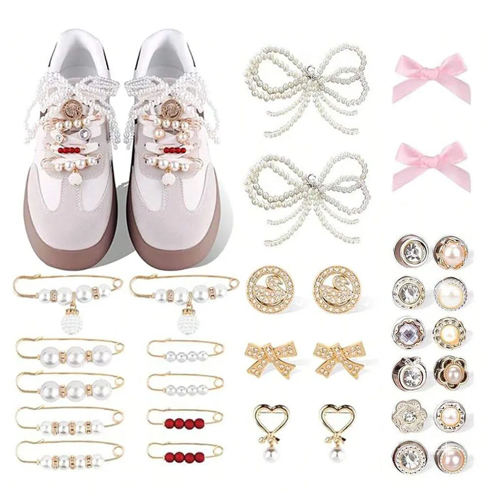 

32PCS Shoe Charms for Sneakers - DIY Shoe Lace Charms,Girls Shoe Decoration Charms and Shoe Jewelry for Sneakers