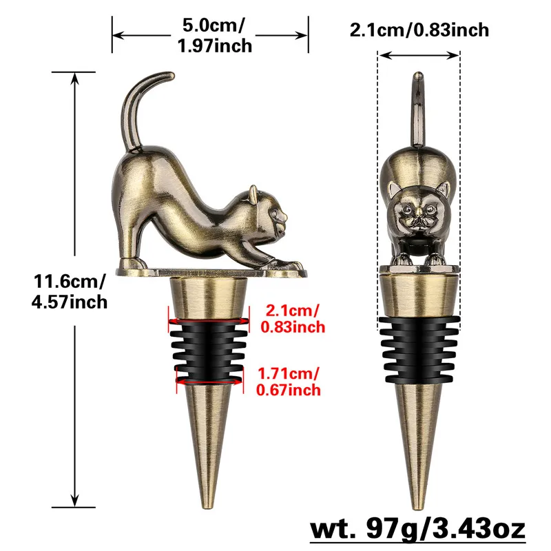 Cute Lovely Metal Wine Stopper Cat Design Champagne Saver Decoration Bottle Stoppers Bar Club Kitchen Wedding Present Set