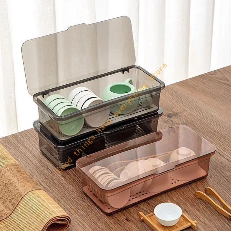 

Stylish Kitchenwares Organizers Chopstick Holder With Drain Holes Waterproof Lid Multipurpose Storage Case 55KF