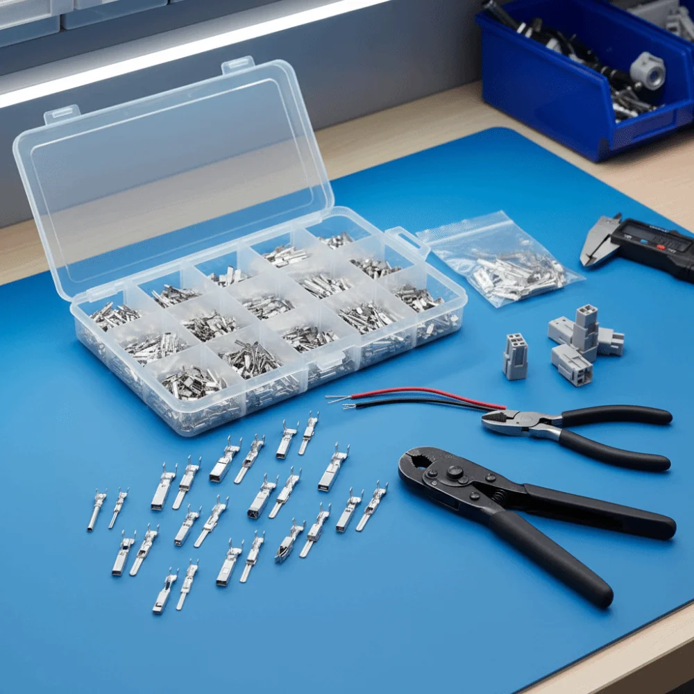 290PCS Crimp Pins 1/1.5/1.8/2.2/2.8/3.5mm 21Type Connector Pins 1-3.5Mm Male And Female Non-Insulated Plug Automotive