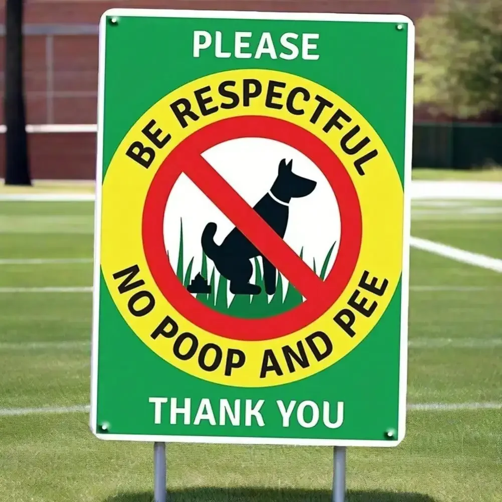 2028 No Poop and Pee Warning Sign Outdoor Dog Metal Sign for Yard Fence Garden Wall Decor