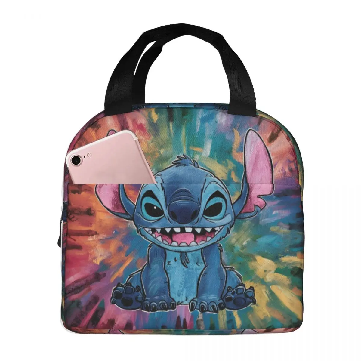 

Stitch Cartoon Coloful Print Lunch Bag For Child Lunch Box Casual Work Cooler Bag Portable Waterproof Thermal Lunch Bags