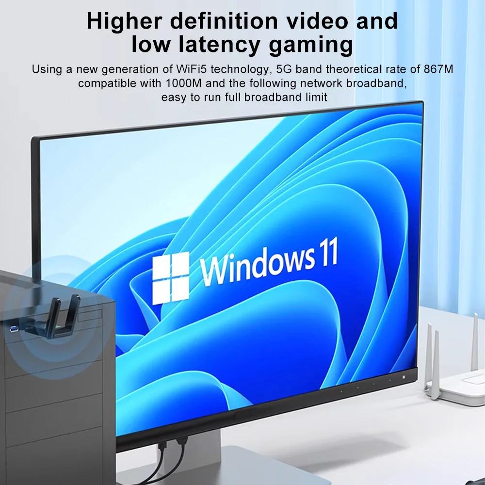 Magecam WiFi Adapter 600Mbps WiFi 5 Ethernet Network Card Dual Band 5G 2.4G USB 2 Antenna WiFi Dongle for PC Laptop Receiver