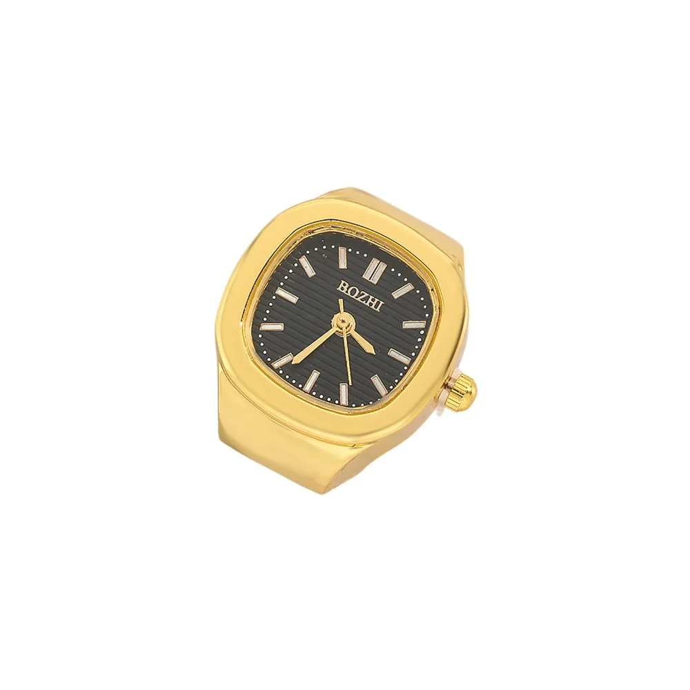 

Creative Adjustable Finger Ring Watch Mini Square Quartz Watch Vintage Alloy Time Watch Ring Men Women