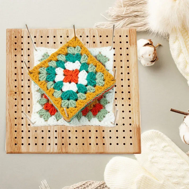 Home Wooden Crochet Knitting Board Creative Handmade DIY Wool Knitting Block Pad Hole Board Knitting Shaping Board