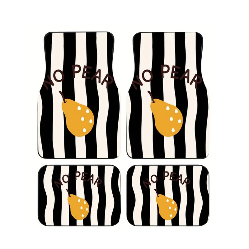 

4Pcs Pear Print No Pear Car Floor Mats Non-Slip Waterproof Universal Foot Pads For Car Accessories For Sedan SUV Suit Gift