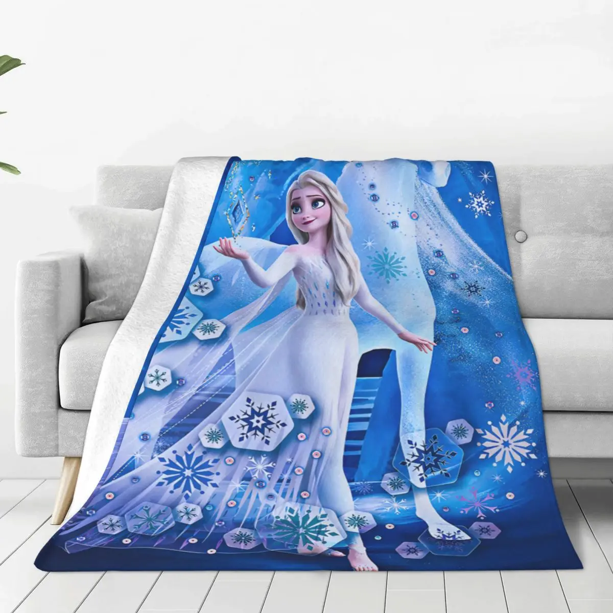 Frozen Elsa Princess Anna Warm Soft Blanket Picnic Plush Throw Blanket Novelty Living Room Flannel Bedspread Sofa Bed Cover