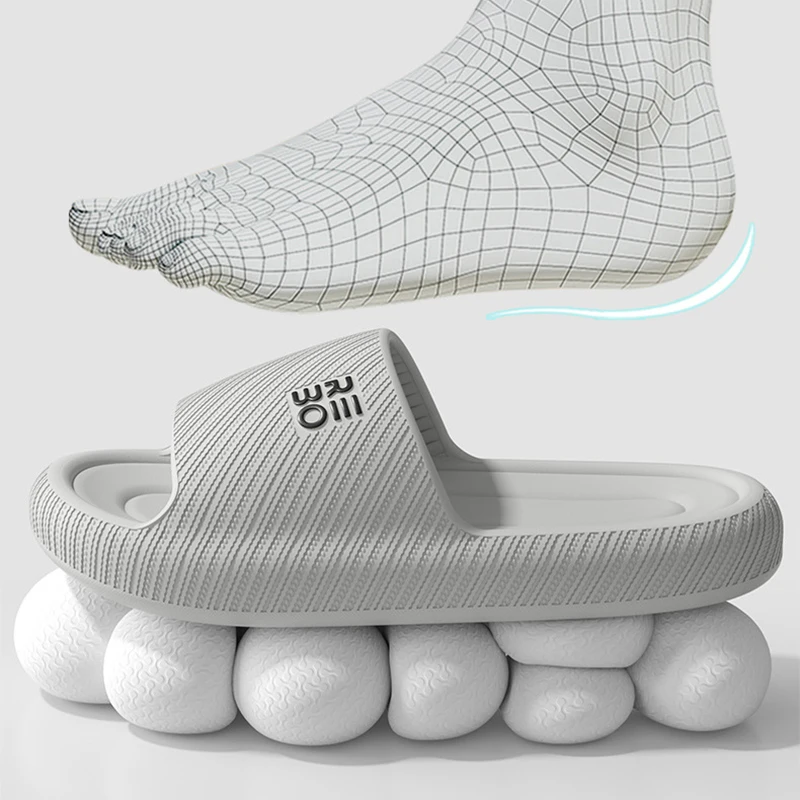 الصيف شباشب على الموضة حذاء رجالي سحابة النعال للمرأة المنزل صندل مسطح تدليك الوجه يتخبط الأزواج الحمام داخلي الشرائح