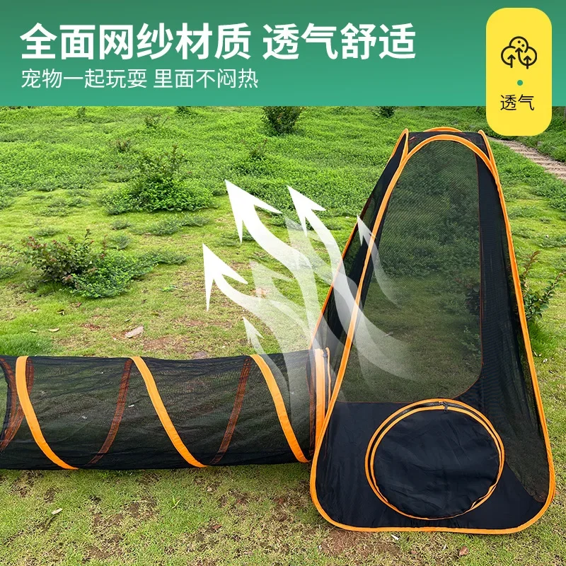 6 in 1 Portable Foldable Pet Playpen with Tunnel Detachable Cat Dog Enclosure Tent Pet House for Small Pets Random Assembly