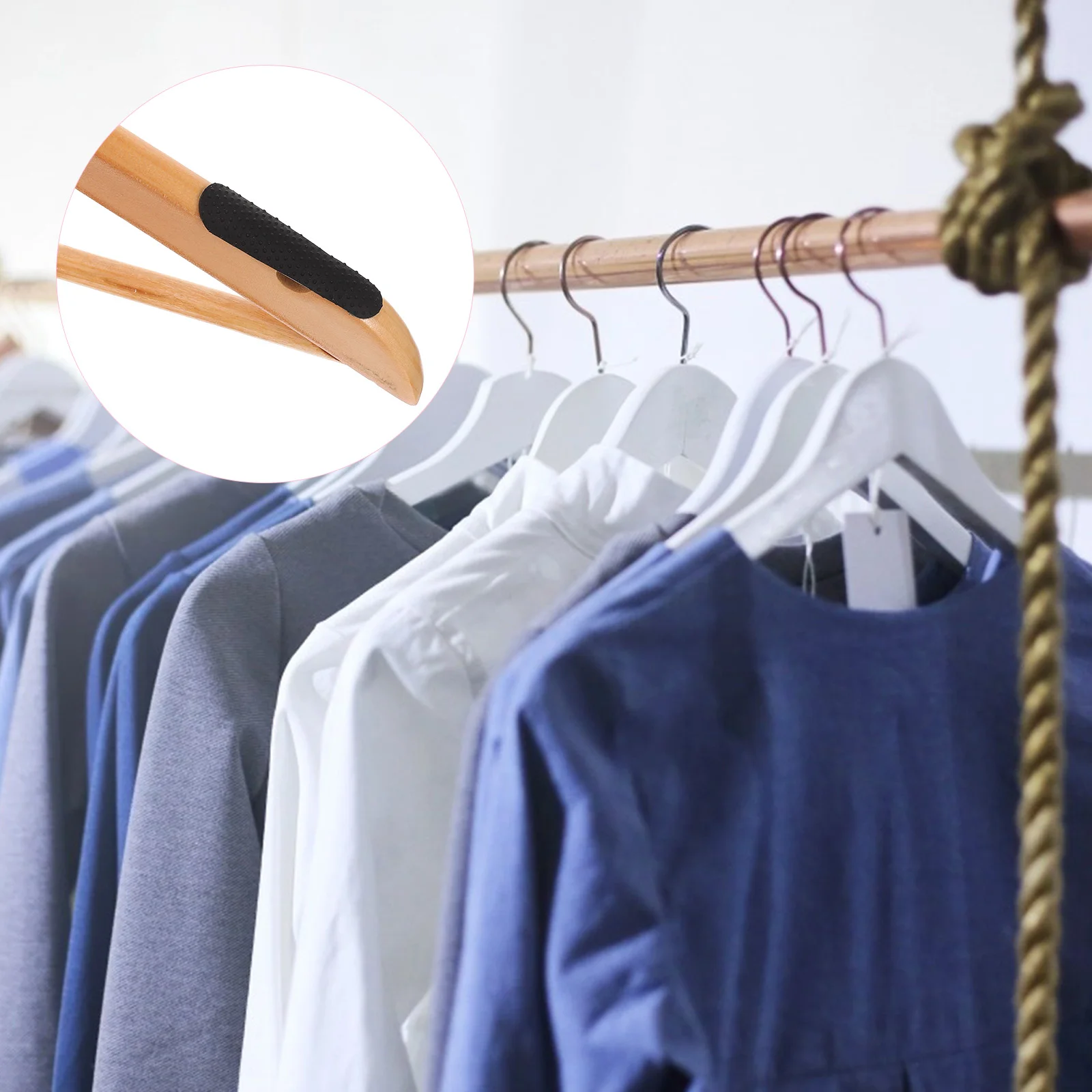 

100 Pcs Clothing Hangers Anti-slip Wooden Coat Rack Non-slip Strips Fixture Grip Grippers Grips Black Adhesive Rubber