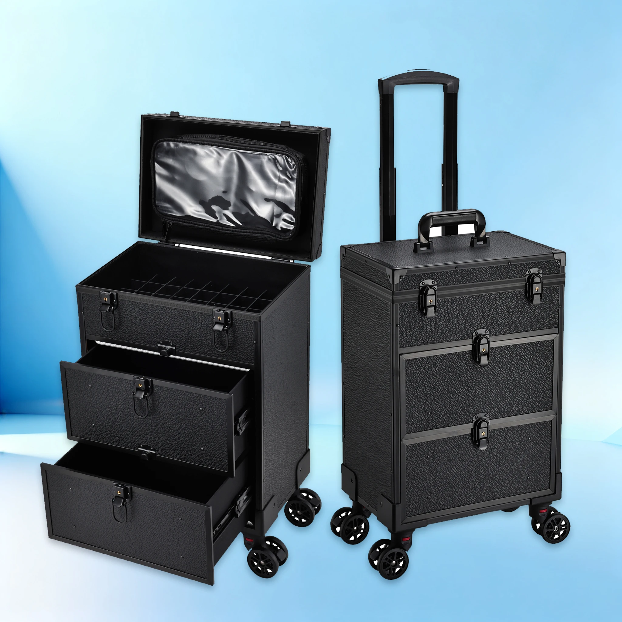 

Cosmetology Case On Wheels Rolling Makeup Case Cart Professional Makeup Briefcase With Wheels For Cosmetics & Tattoo & Salon