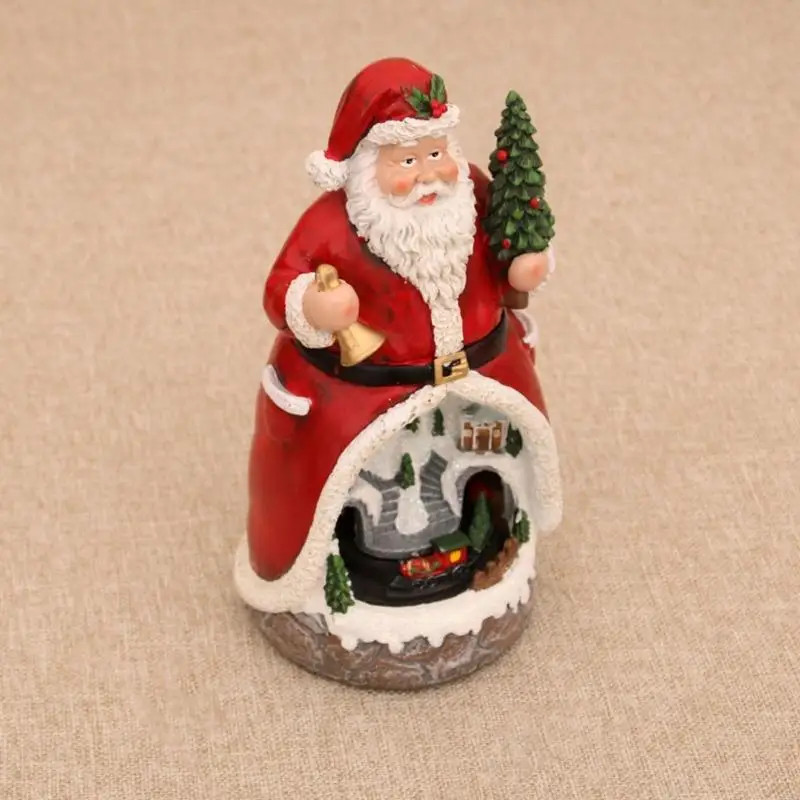 

Музыкальная шкатулка из смолы для рождественской кабины с вращающимся поездом и подсветкой, светодиодная музыкальная фигурка в