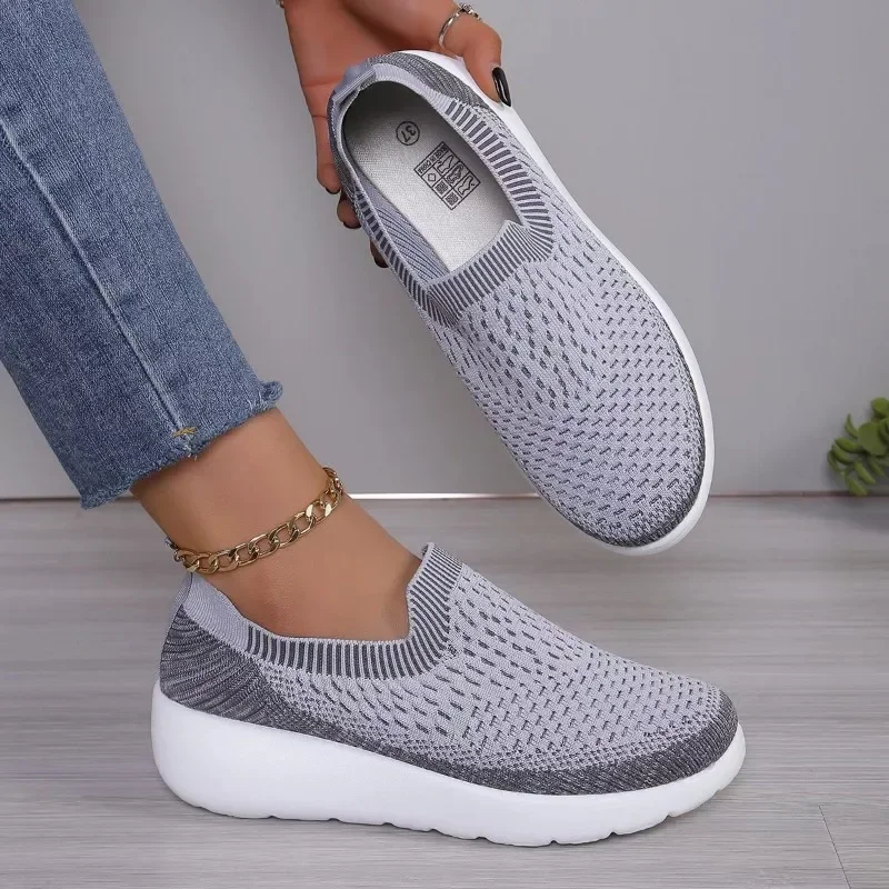 

Knitting Women Sneakers Mesh Sport Loafers Shoes Flats Casual Walking Shoes New Summer Cozy Running Travel Zapatos Mujer