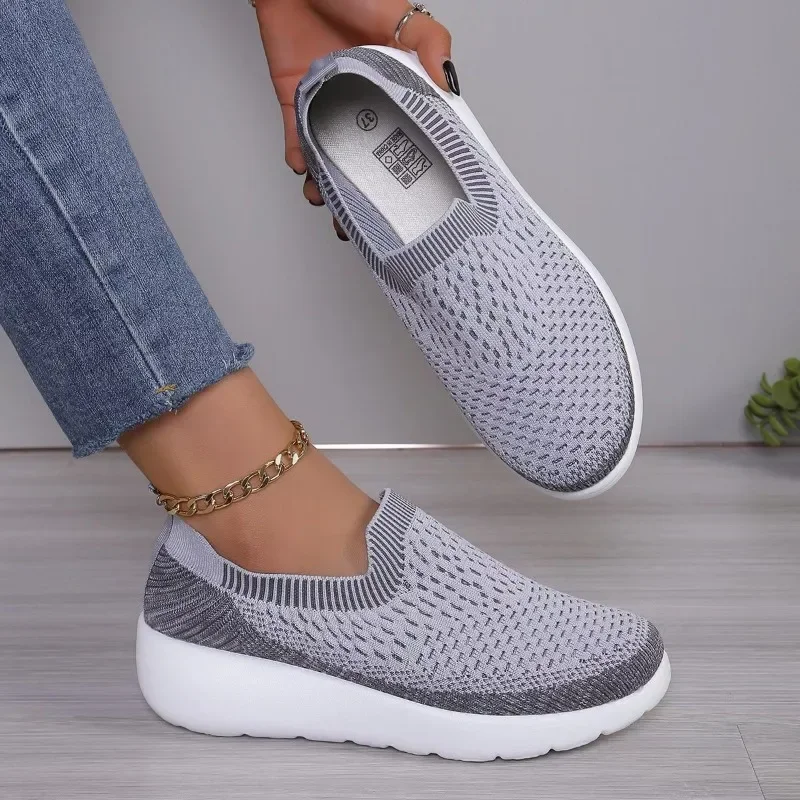 Knitting Women Sneakers Mesh Sport Loafers Shoes Flats Casual Walking Shoes New Summer Cozy Running Travel Zapatos Mujer