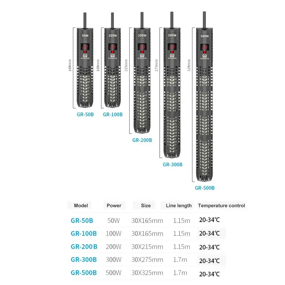 Quartz Glass Aquarium Submersible Heater Adjustable Temperature Non- Glass Fish Tank Heater LCD Display 50w-500w - Image 6