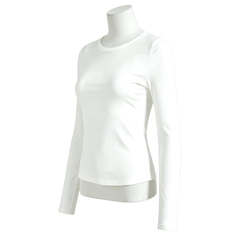 Damen Langarm Slim Fit T-Shirt, Einfarbiges Basic O-Neck Unterhemd, Lässiges Weiches Dehnbares Strick-Basis-Layer-Oberteil, Damen-Alltags-T-Shirt – Detail 12