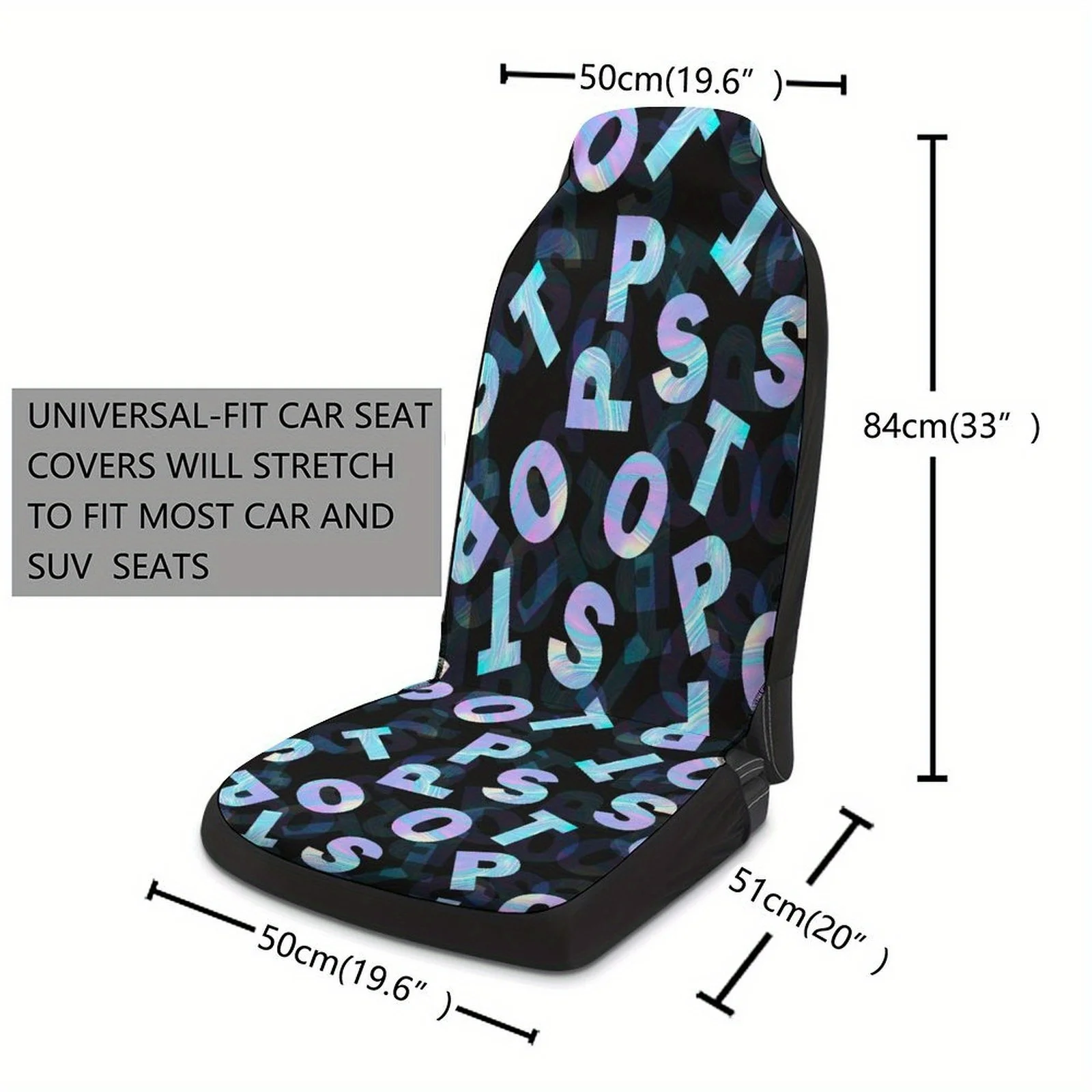 2pcs Car Seat Covers - Breathable, Non-Slip Polyester With Stylish 