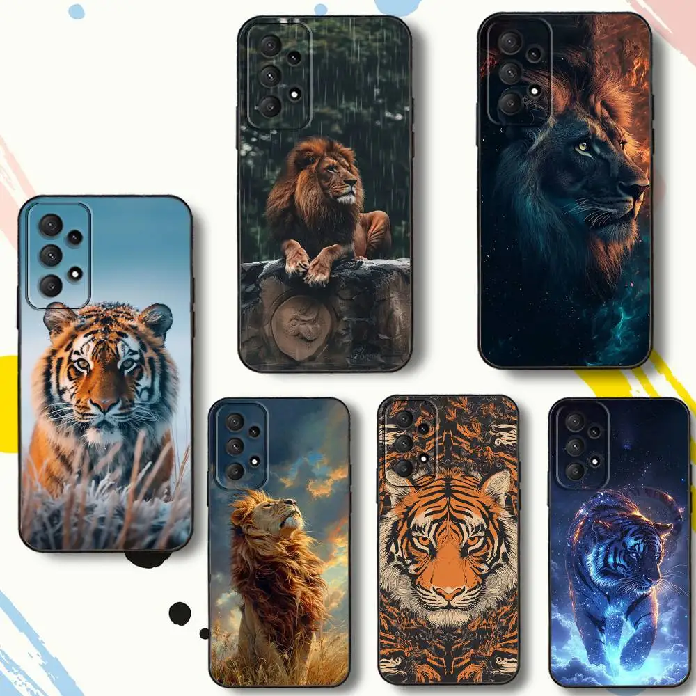 

Animal FierceS Lion T-Tiger Phone Case For Samsung Galaxy A 80,72,73,91,53,22,51,52,5G,Plus,J,Note Soft Black Cover