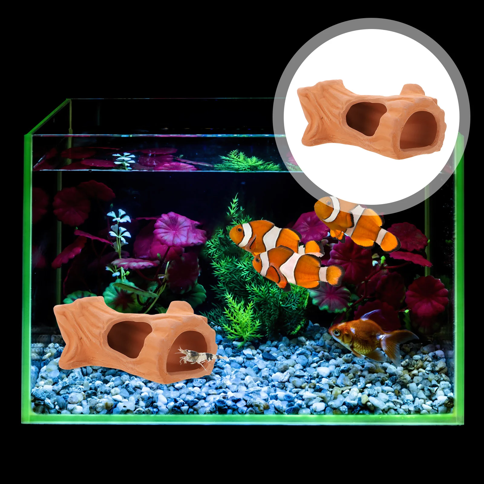 

2Pcs Aquarium Hiding Place Fish Tank Decor Shrimp Ceramic Cave for Home Fish Tank Landscaping Aquarium Hiding Place