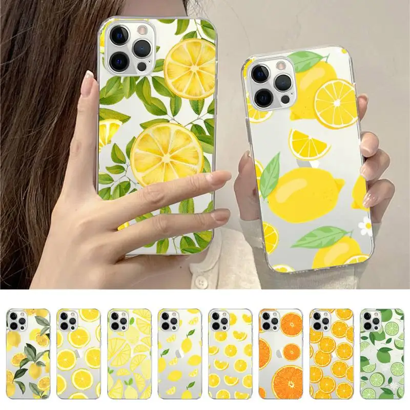 Fruit lemon Phone Case For iPhone 14 13 12 11 Pro Max Mini X Xs XR 6 7 8 Plus SE 2020 Transparent Case